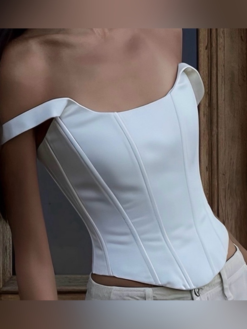 NWOT Commense Ivory Glow Square-Neck Corset Top - XS